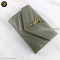 YSL Small envelope card holder green Caviar แบรนด์เนมมือสอง